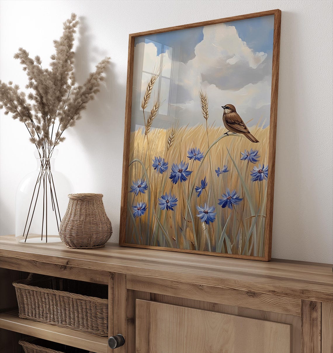 Wildflowers And Bird Wall Art Print Rustic Home Decor Serene Country Landscape Animal Poster Oil Painting For Farmhouse Decor Art A283 - Image 4