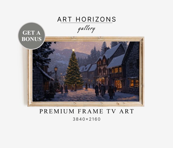 Christmas Village Tv Art Winter Tv Art Moody Winter Frame Tv Art Farmhouse Tv Art Vintage Town Painting Holiday Home Decor Tv9