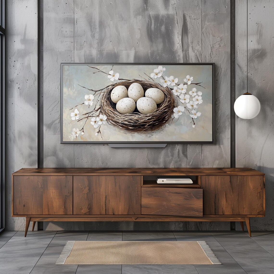 Bird Nest Eggs Cherry Blossoms Spring Vintage Easter Wall Art Poster - Image 3