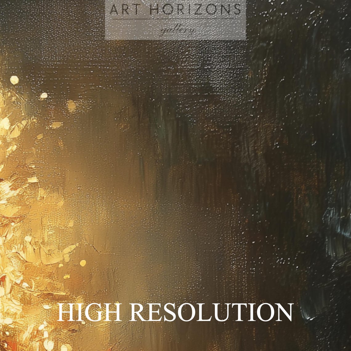 Glowing Golden Christmas Tree Night Sparkling Lights Moody Art Print - Image 3