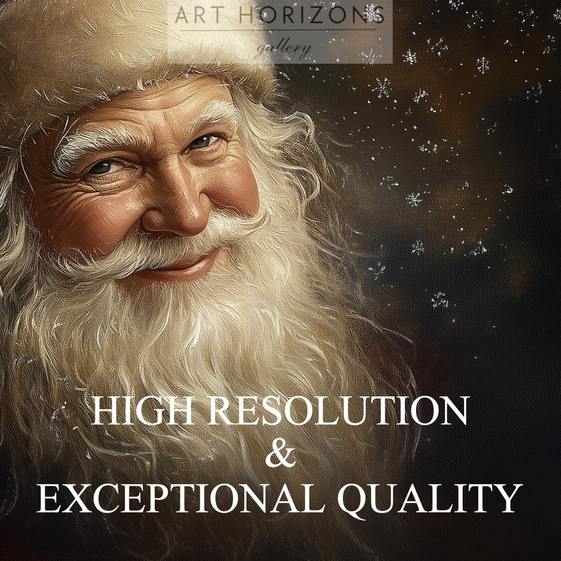 Moody Santa Claus Portrait Dark Background Snowflakes Art Print - Image 3