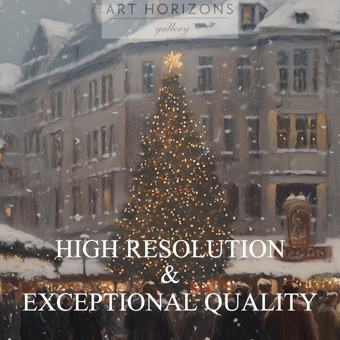 Snowy Christmas Market Street at Night Frame TV Art Travel Poster - Image 3