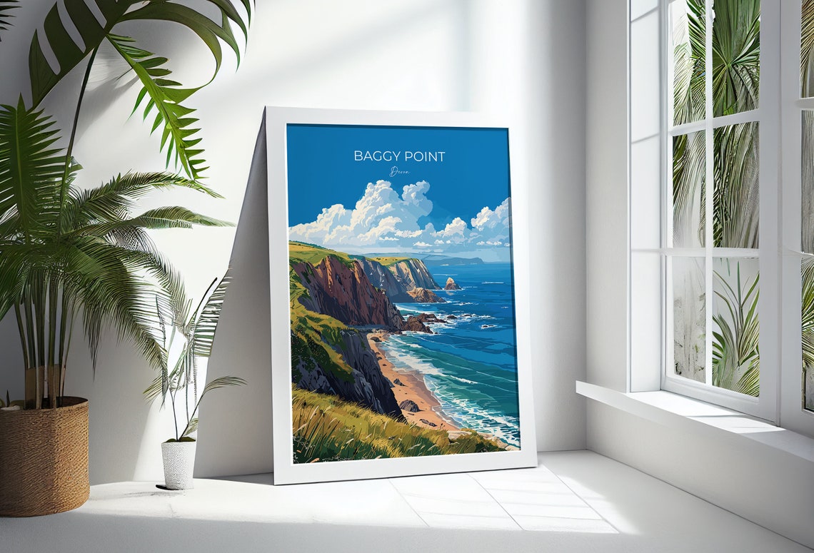 Baggy Point Devon Rugged Sea Cliffs Sandy Cove Coastal Travel Poster - Image 3