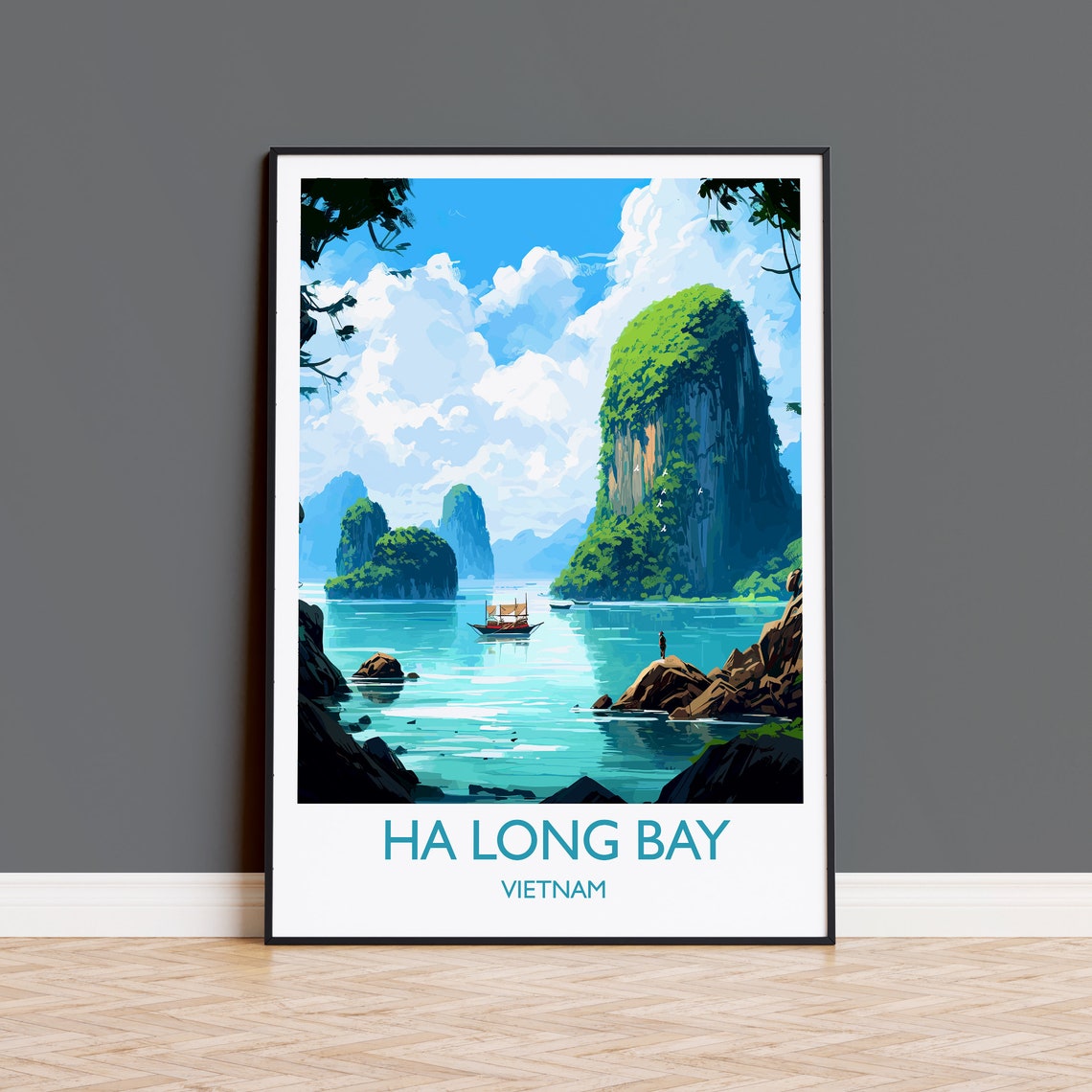 Ha Long Bay Travel Poster, Vietnam Asia