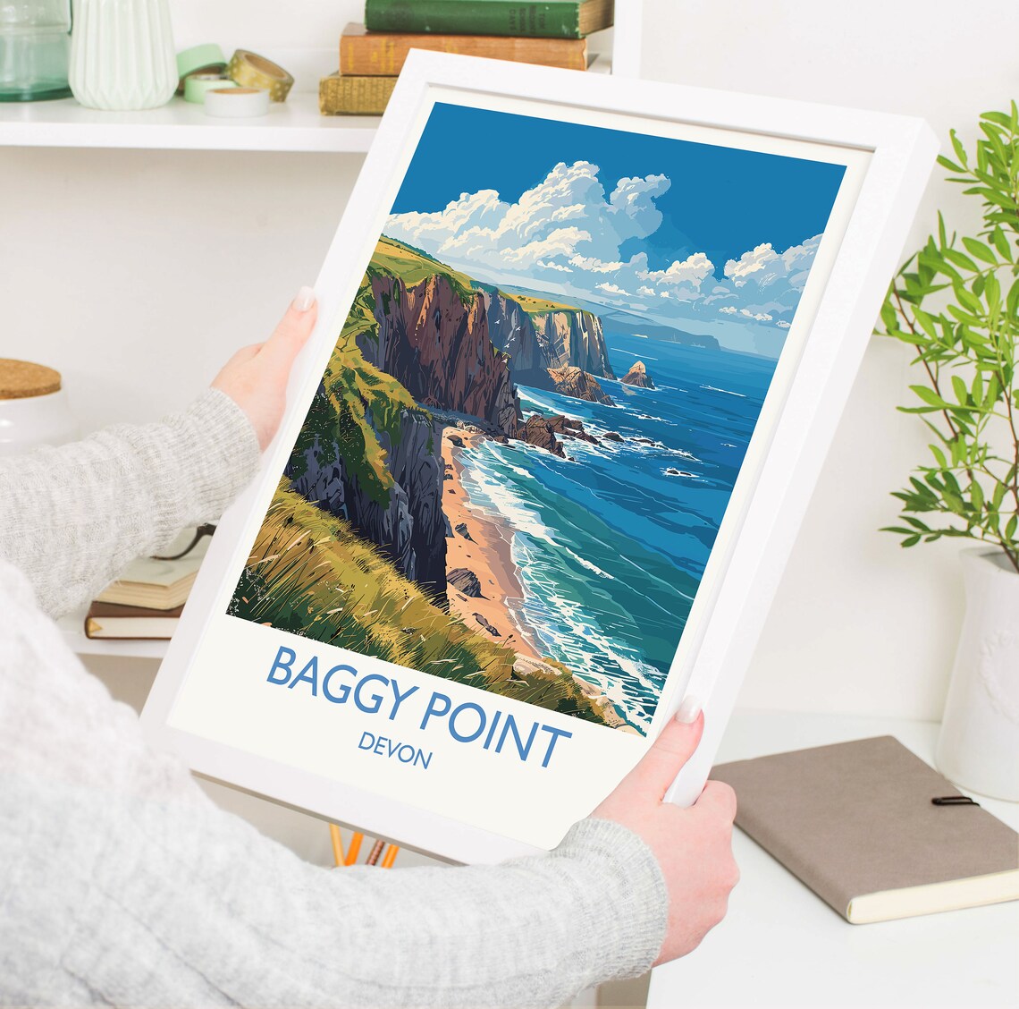 Baggy Point Travel Poster, Devon England Travel Art - Image 5