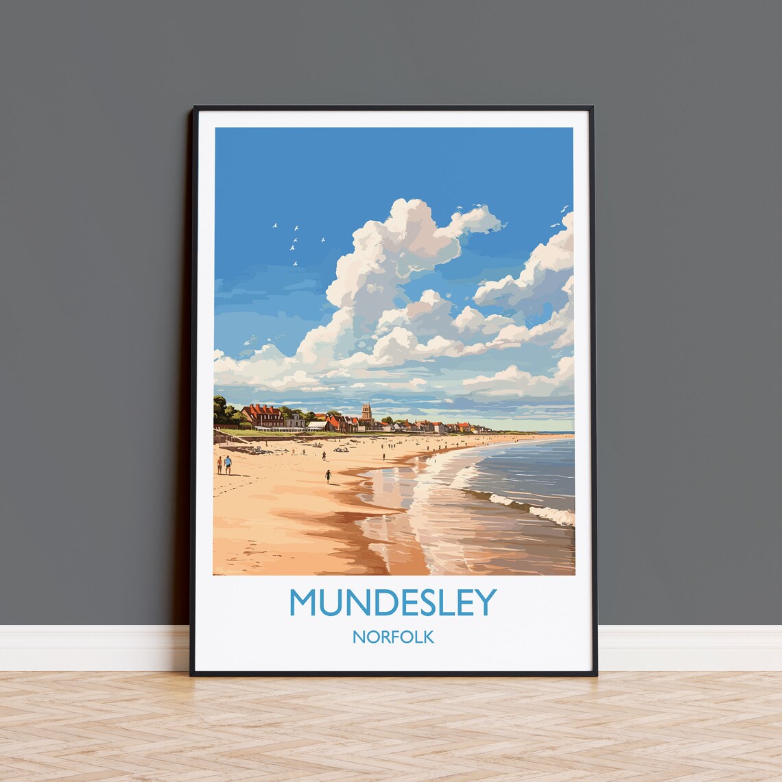Mundesley Beach Travel Poster, Norfolk England