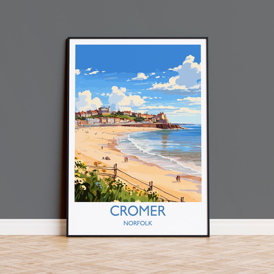 Cromer Norfolk Beach Travel Poster Sandy Shore Pier Town Seaside Decor