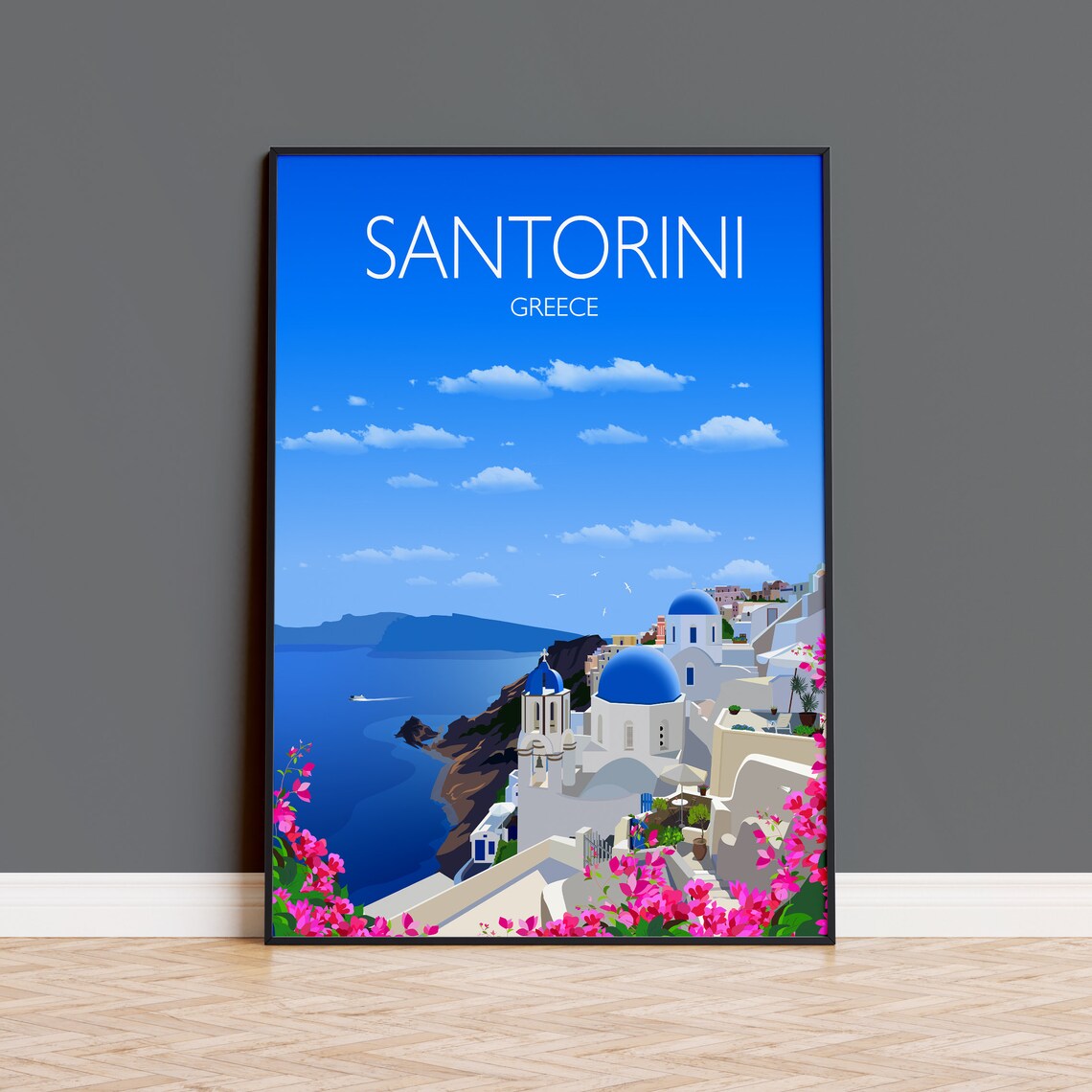 Santorini Travel Poster, Greece Travel Print