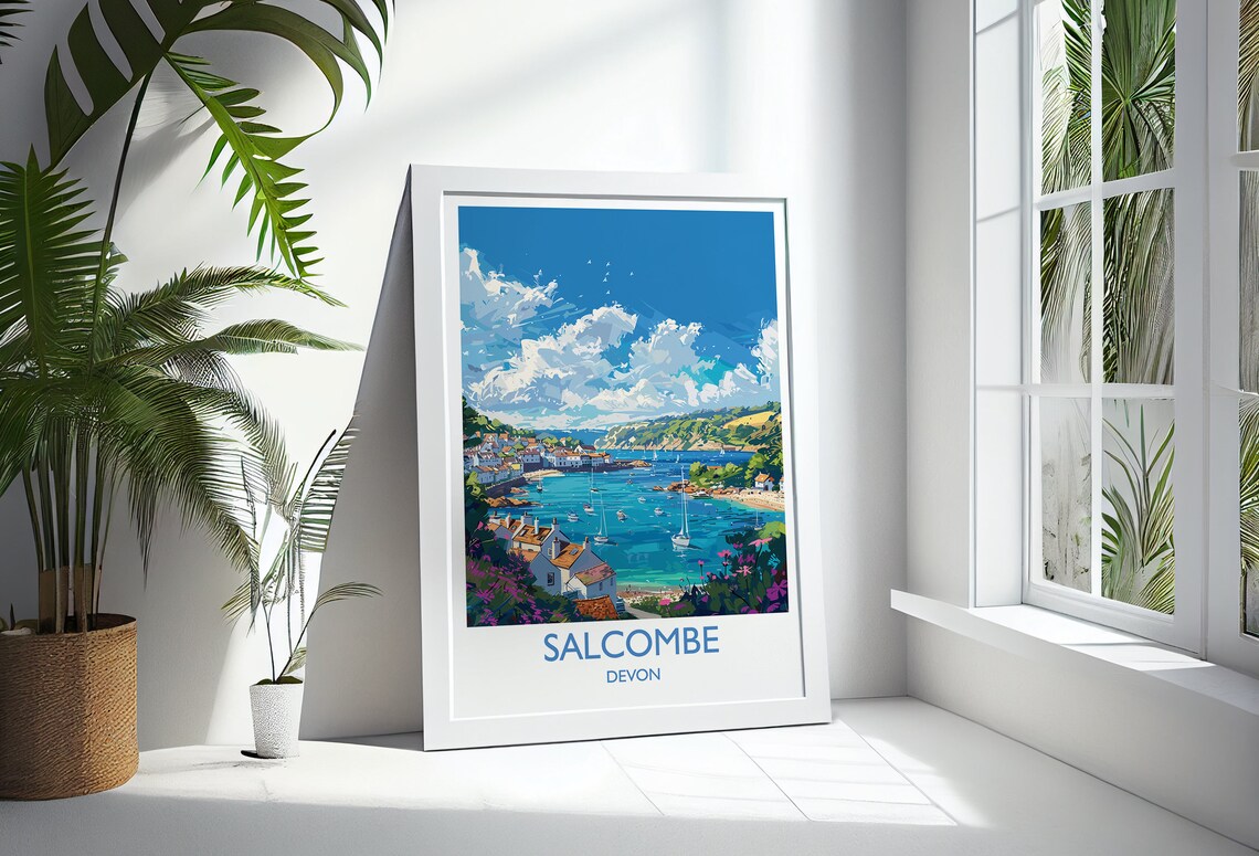 Salcombe Travel Poster, Devon England Art Print - Image 3
