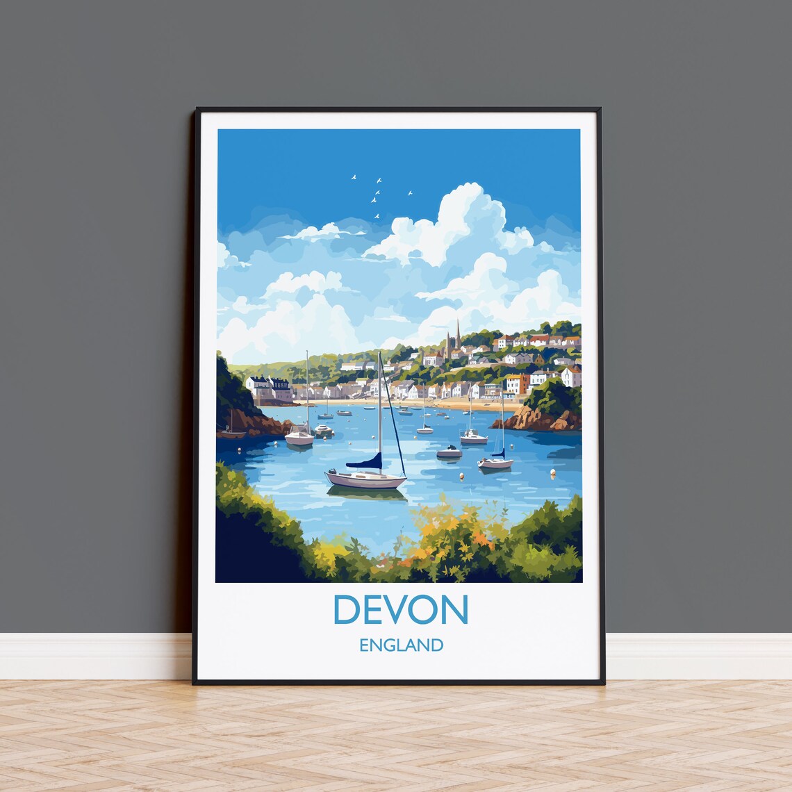 Devon Travel Poster, England Coast Art Print