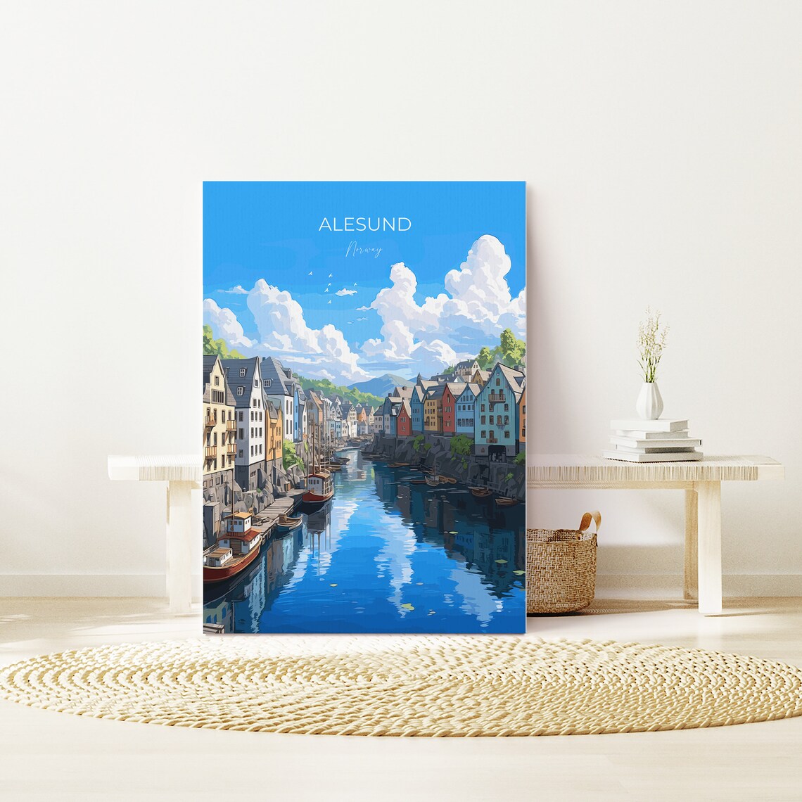Alesund Norway Harbor Art Nouveau Houses Travel Poster Wall Decor - Image 3