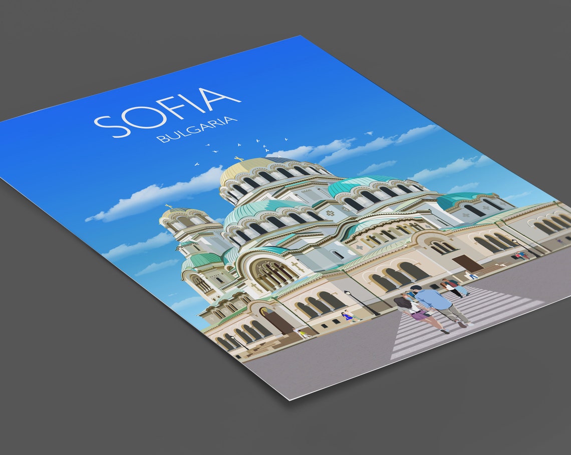 Sofia Bulgaria Alexander Nevsky Cathedral Golden Dome Art Poster - Image 2