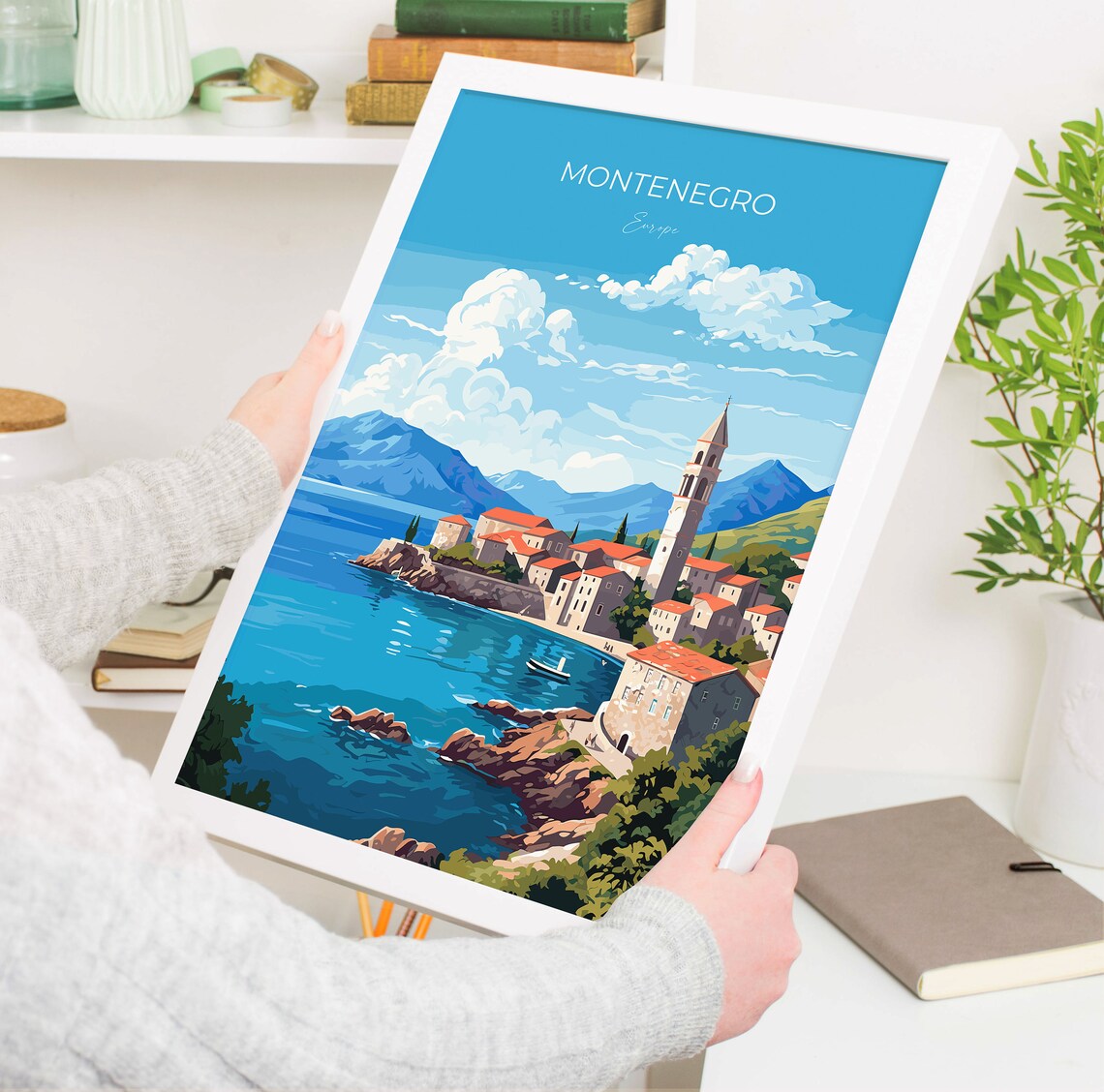 Montenegro Europe Seaside Village Red Roofs Harbor Travel Poster Decor - Image 5