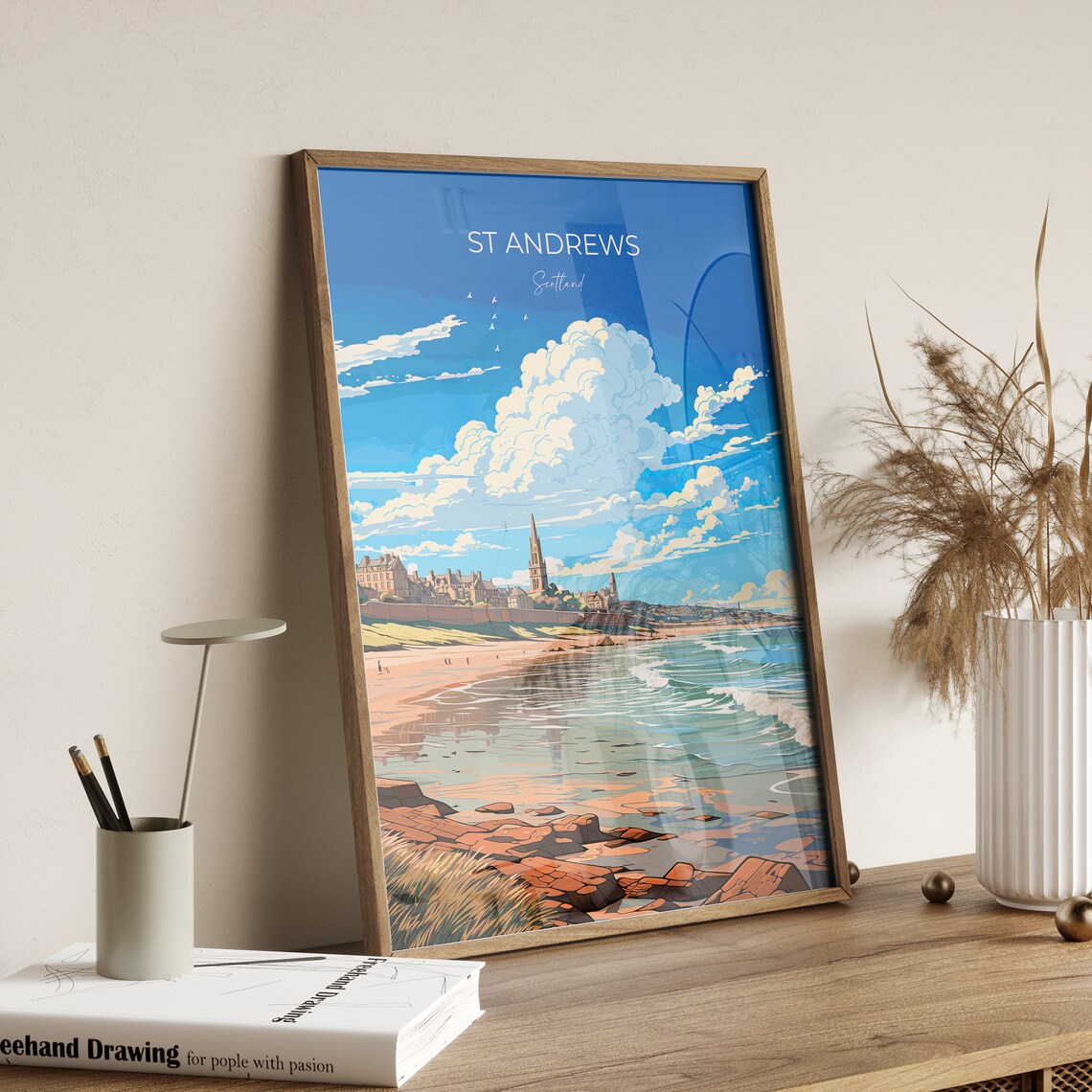 St Andrews Scotland Beach Town Church Spire Coastal Travel Poster - Image 2
