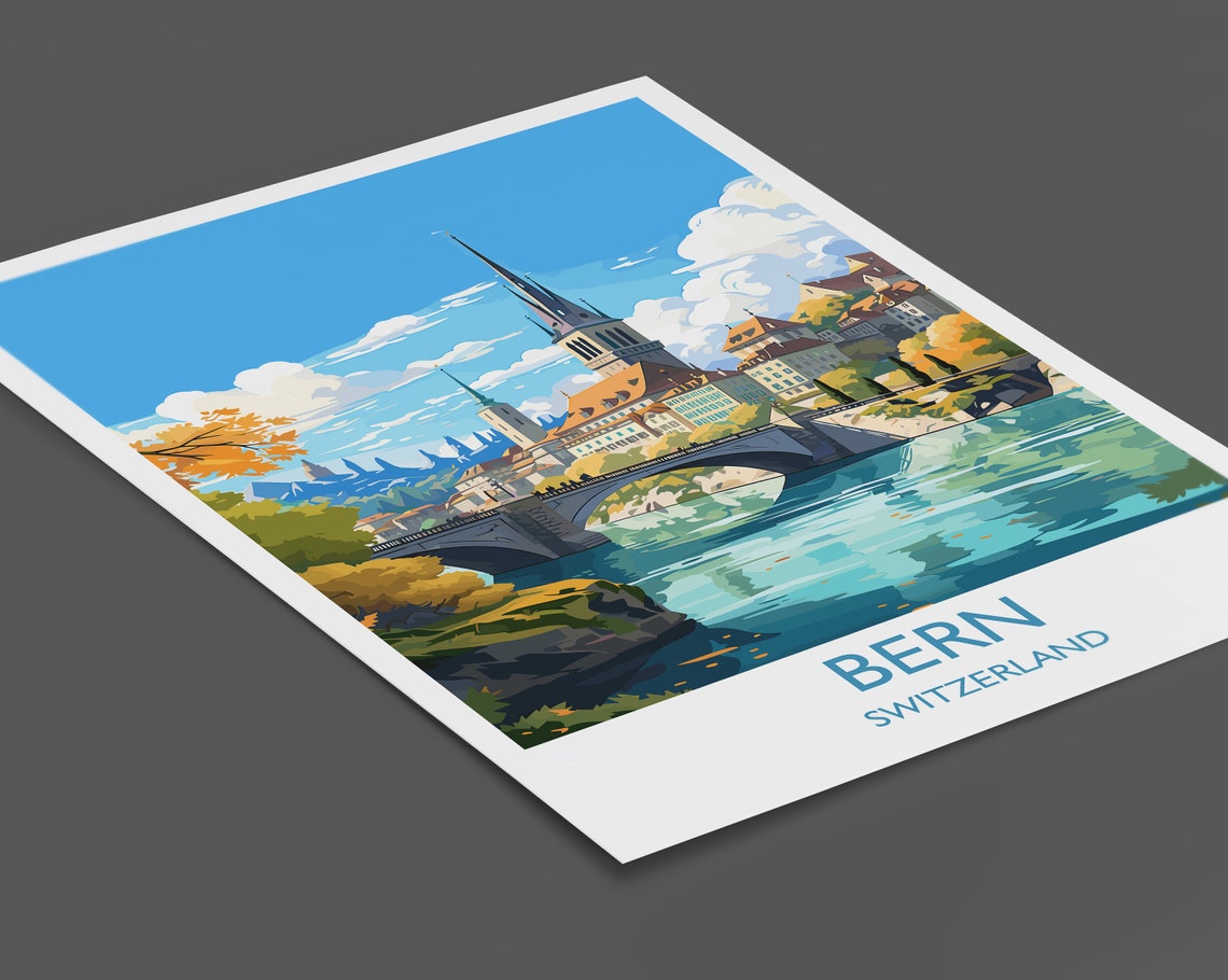 Bern Wall Art Travel Poster Travel Print Of Bern Swiss Poster Bern Art Gift Switzerland Art Travel Gift - Image 2
