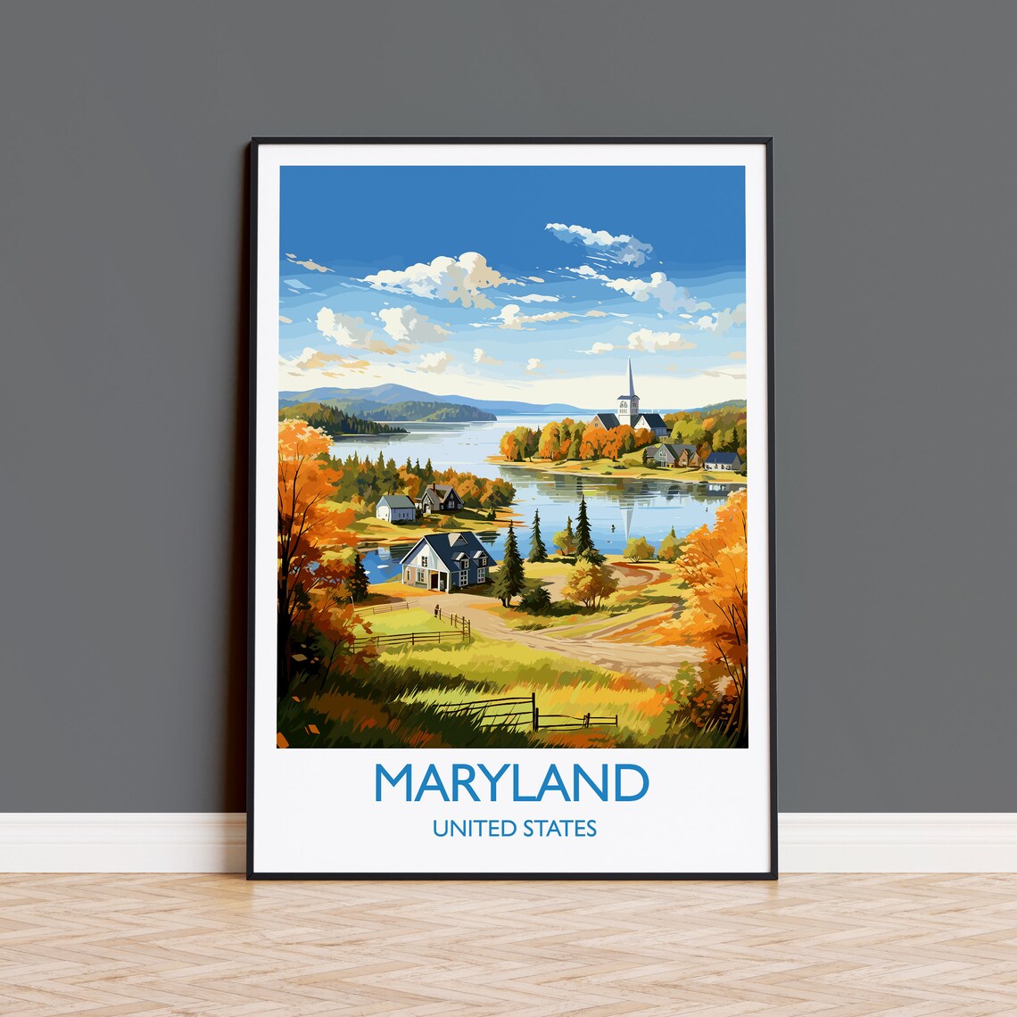Maryland Travel Poster, USA State Wall Art Print