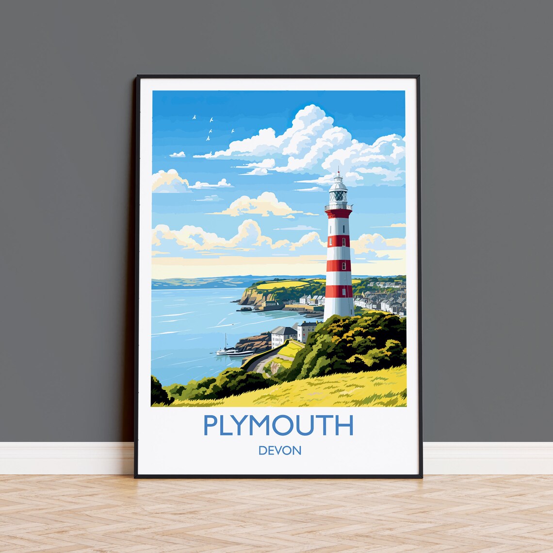 Plymouth Travel Poster, Devon Coast Art Print