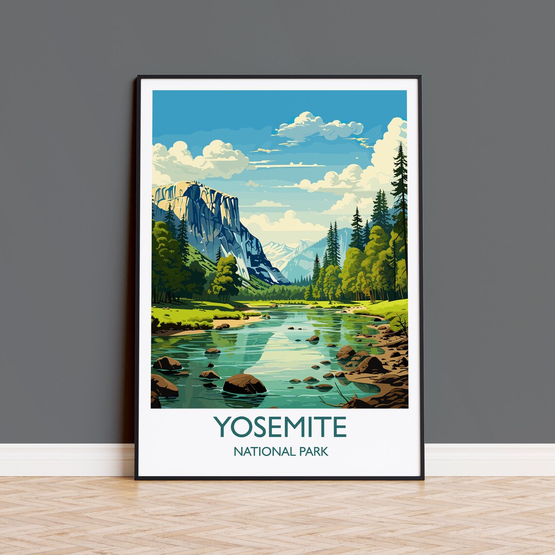 Yosemite Vintage Travel Poster, National Park Art