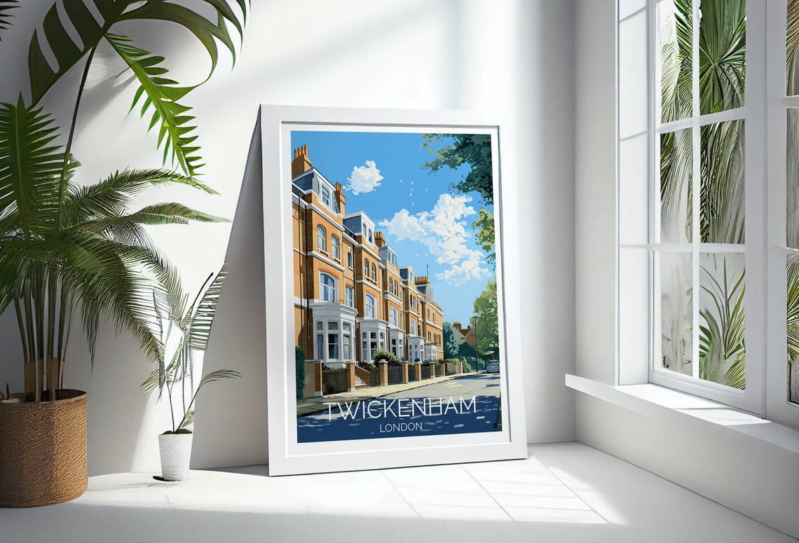 Twickenham London Classic Brick Terrace Street Scene Travel Poster - Image 3