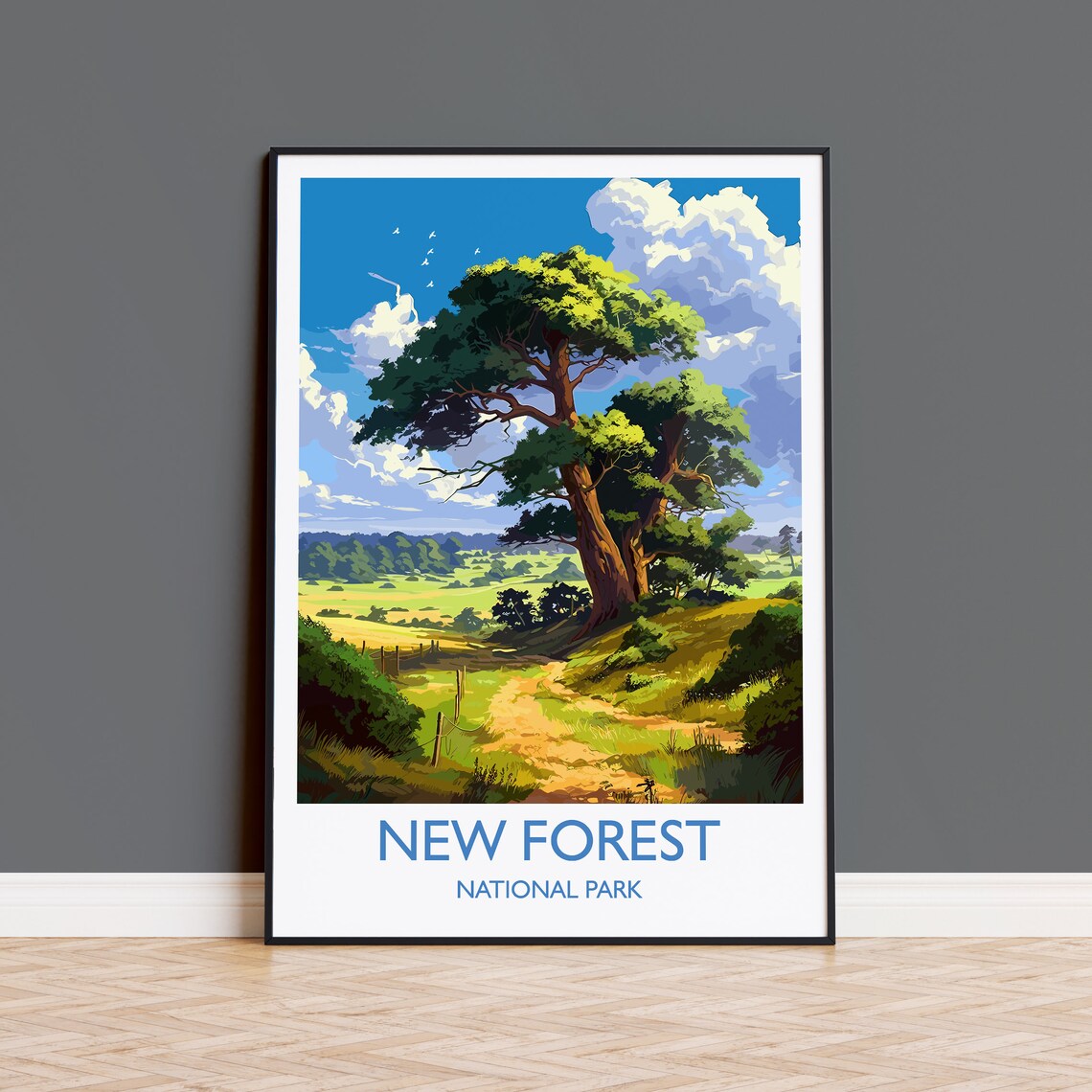 New Forest Travel Poster, England Landscape Art Print