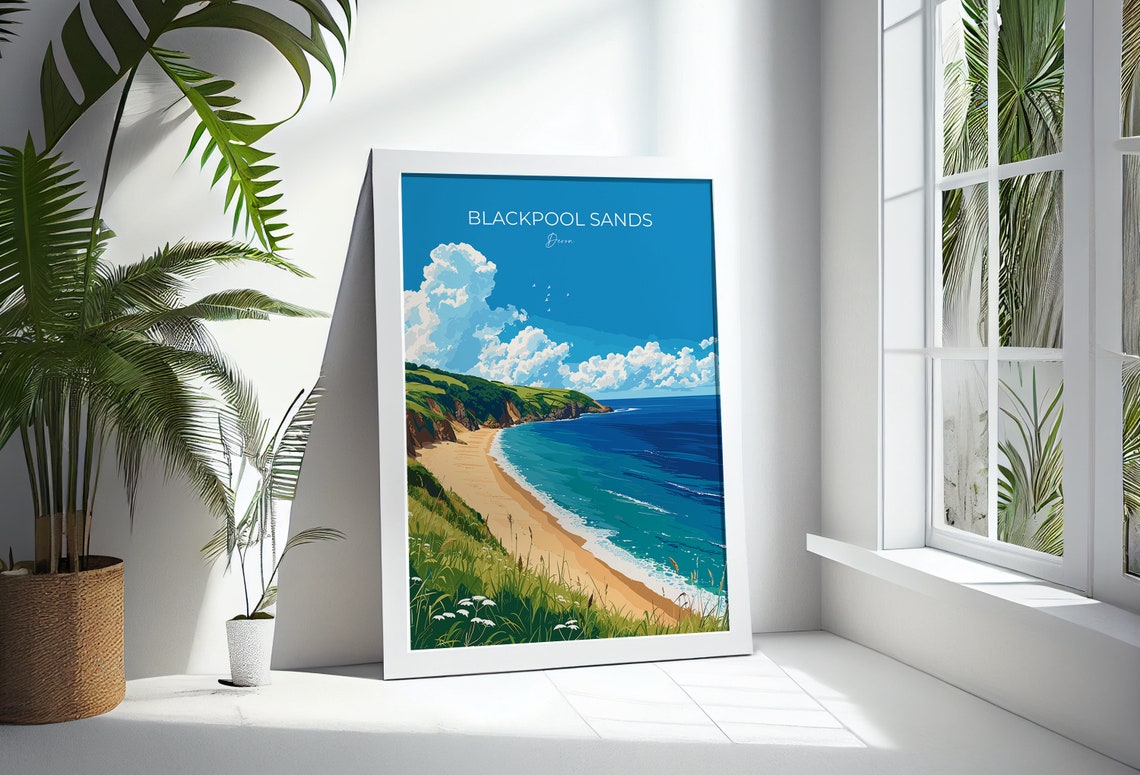 Blackpool Sands Devon Sunny Cove Cliffs Sparkling Sea Poster - Image 3