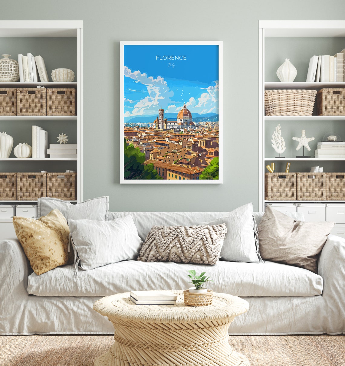 Florence Italy Duomo Red Dome Rooftops Skyline Travel Poster - Image 4
