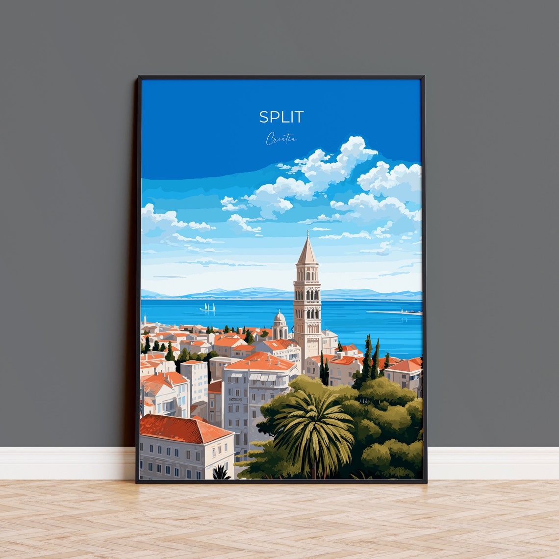 Split Historic Bell Tower Croatia Old Town Adriatic Sea View Poster
