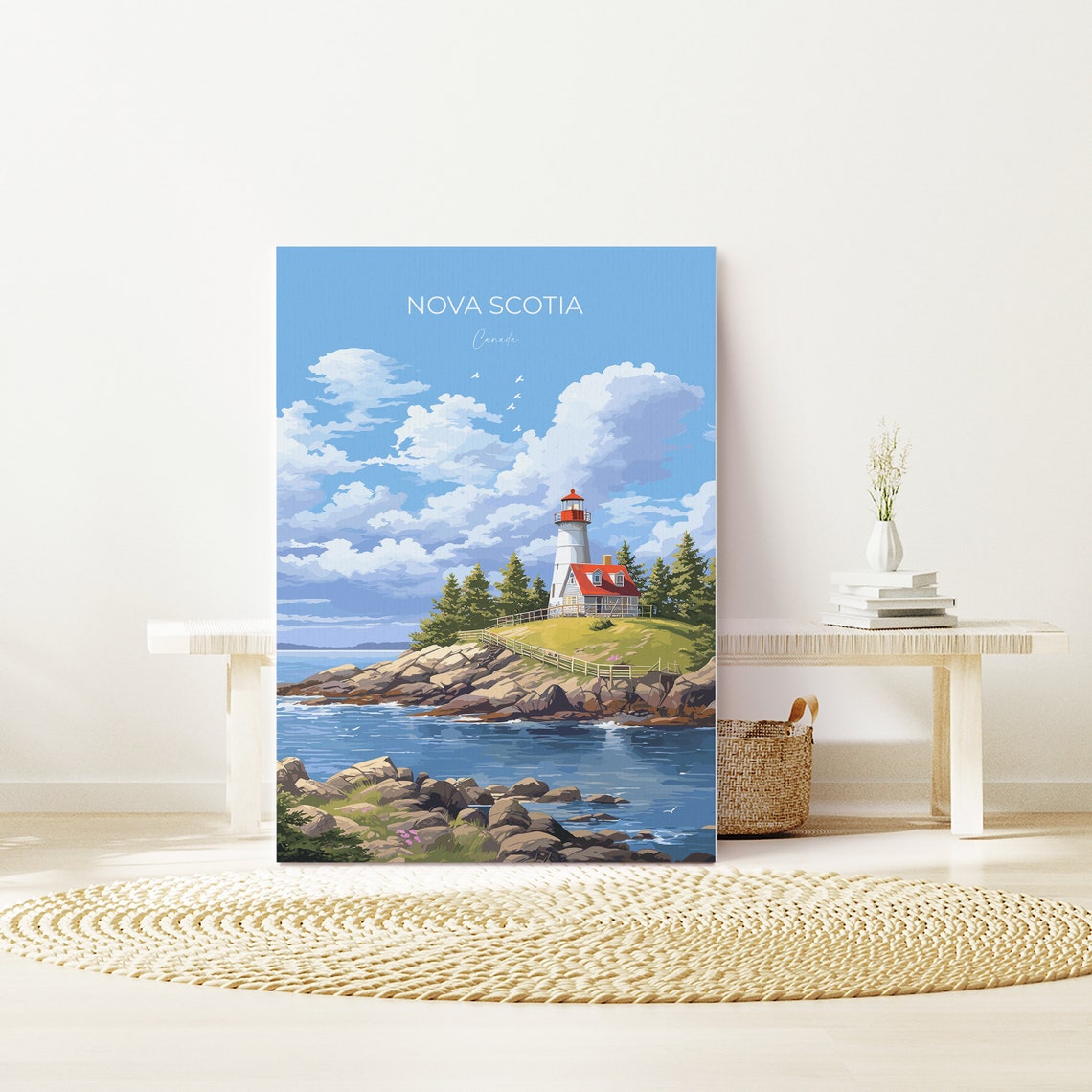 Nova Scotia Canada Lighthouse Rocky Coast Ocean Maritime Travel Poster - Image 3