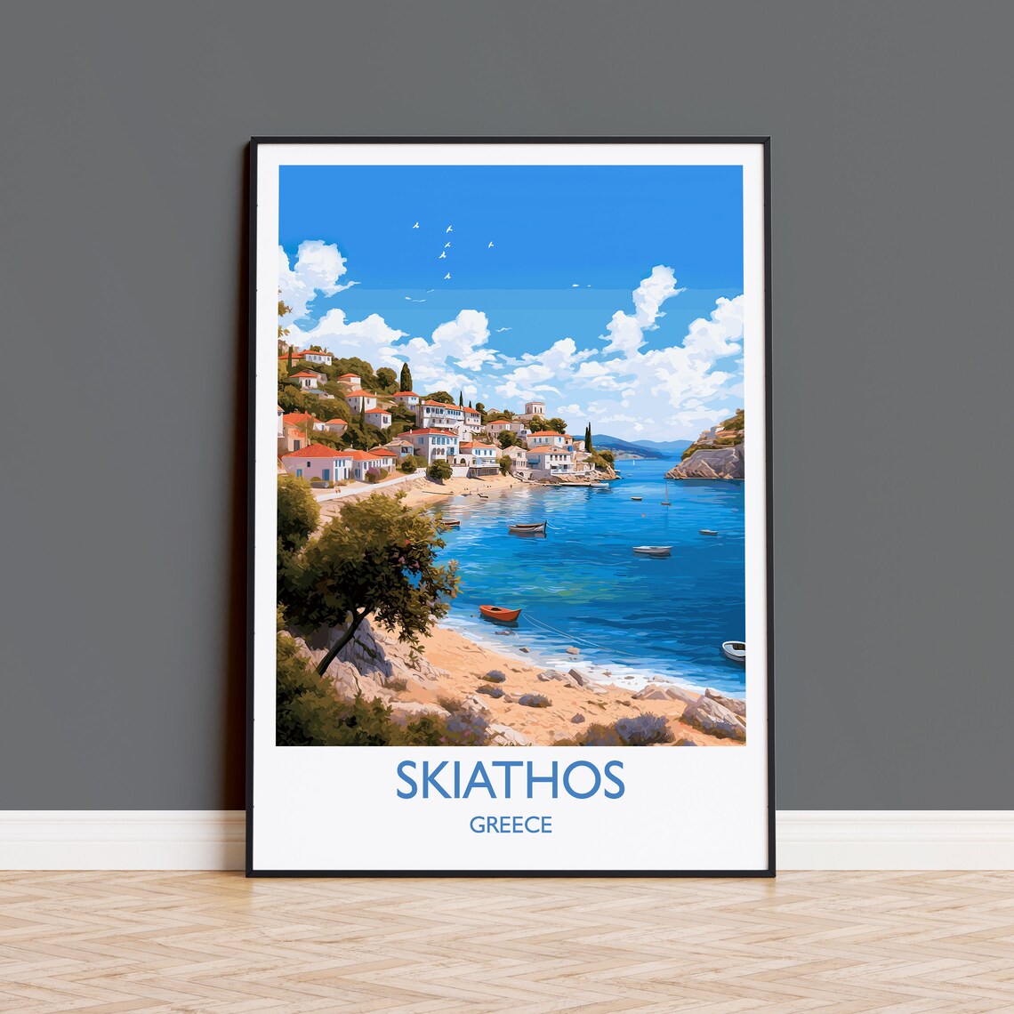 Skiathos Travel Poster, Greek Islands Art