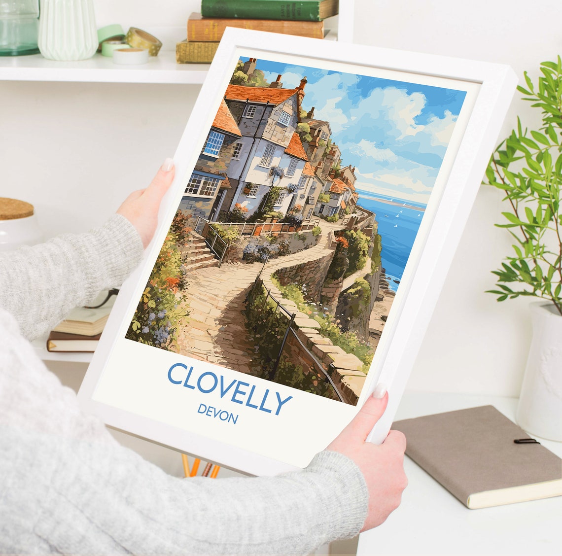Clovelly Devon England Cobbled Cliffside Village Harbor Art Poster - Image 5