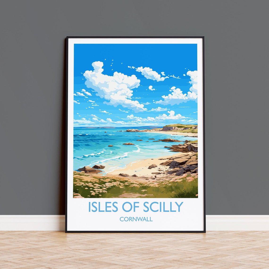 Isles Of Scilly Travel Print Travel Poster Of Isles Of Scilly England Cornwall Art Isles Of Scilly Art Lovers Gift Wall Art Print