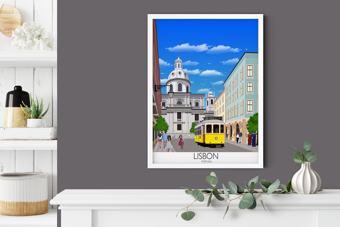 Travel Poster Of Lisbon Travel Print Of Lisbon Lisbon Portugal Lisbon Travel Poster Lisbon Cityscape - Image 2