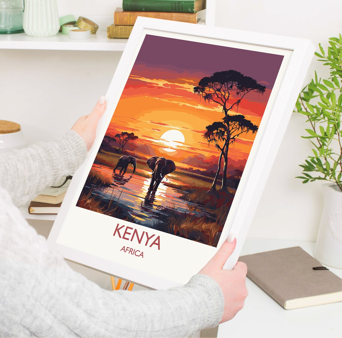 Kenya Travel Poster, Africa Sunset Travel Poster - Image 5