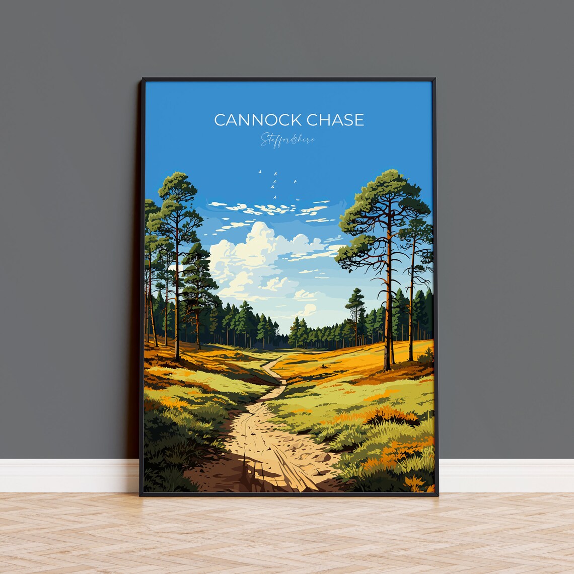 Cannock Chase Travel Print Travel Poster Of Cannock Chase England Staffordshire Art Cannock Chase Art Lovers Gift Wall Art Print