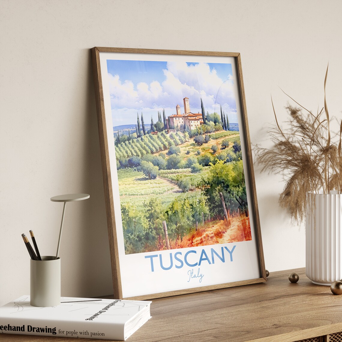 Tuscany Travel Poster, Watercolour Travel Print - Image 4