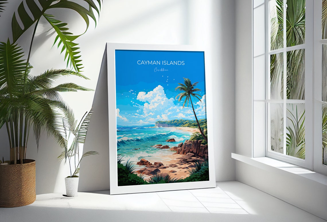 Cayman Islands Caribbean Turquoise Beach Vintage Travel Poster - Image 3