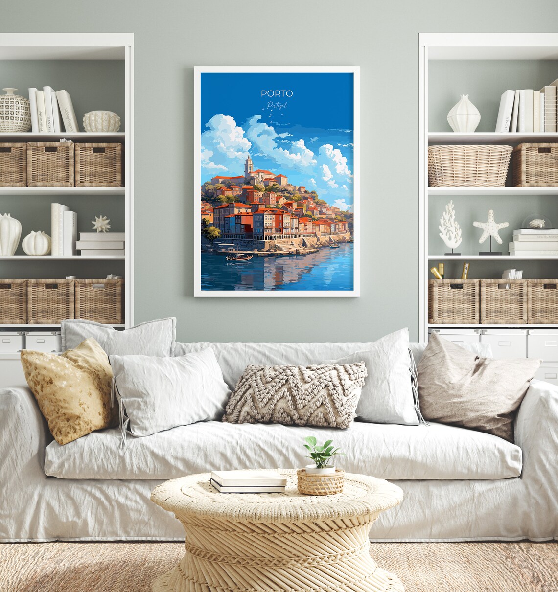 Porto Hillside Old Town Skyline Porto Portugal City View Poster - Image 4