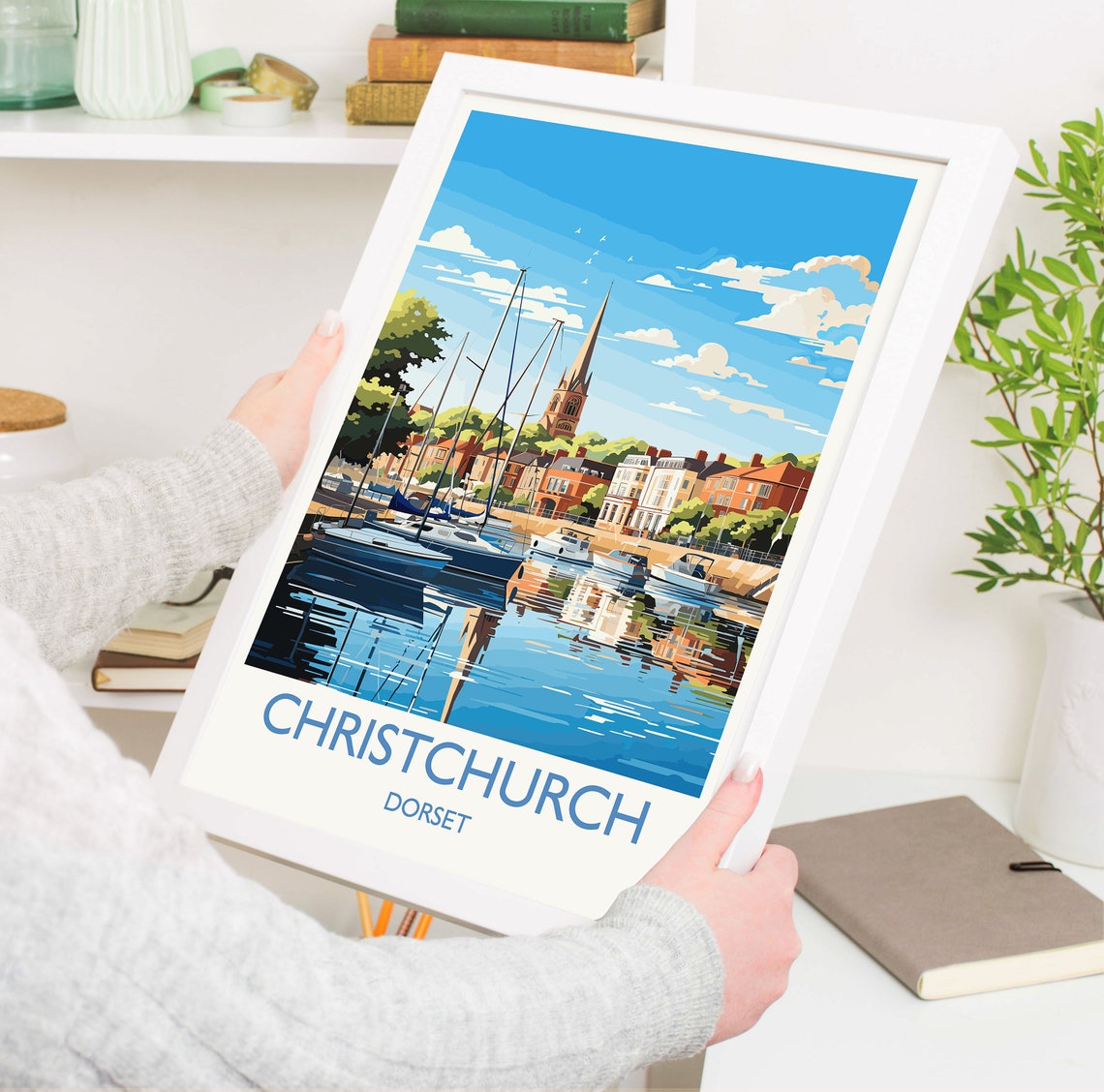 Christchurch Travel Poster Wall Art Travel Print Of Christchurch England Dorset Coast Art Lovers Gift Dorset Wall Decor - Image 5