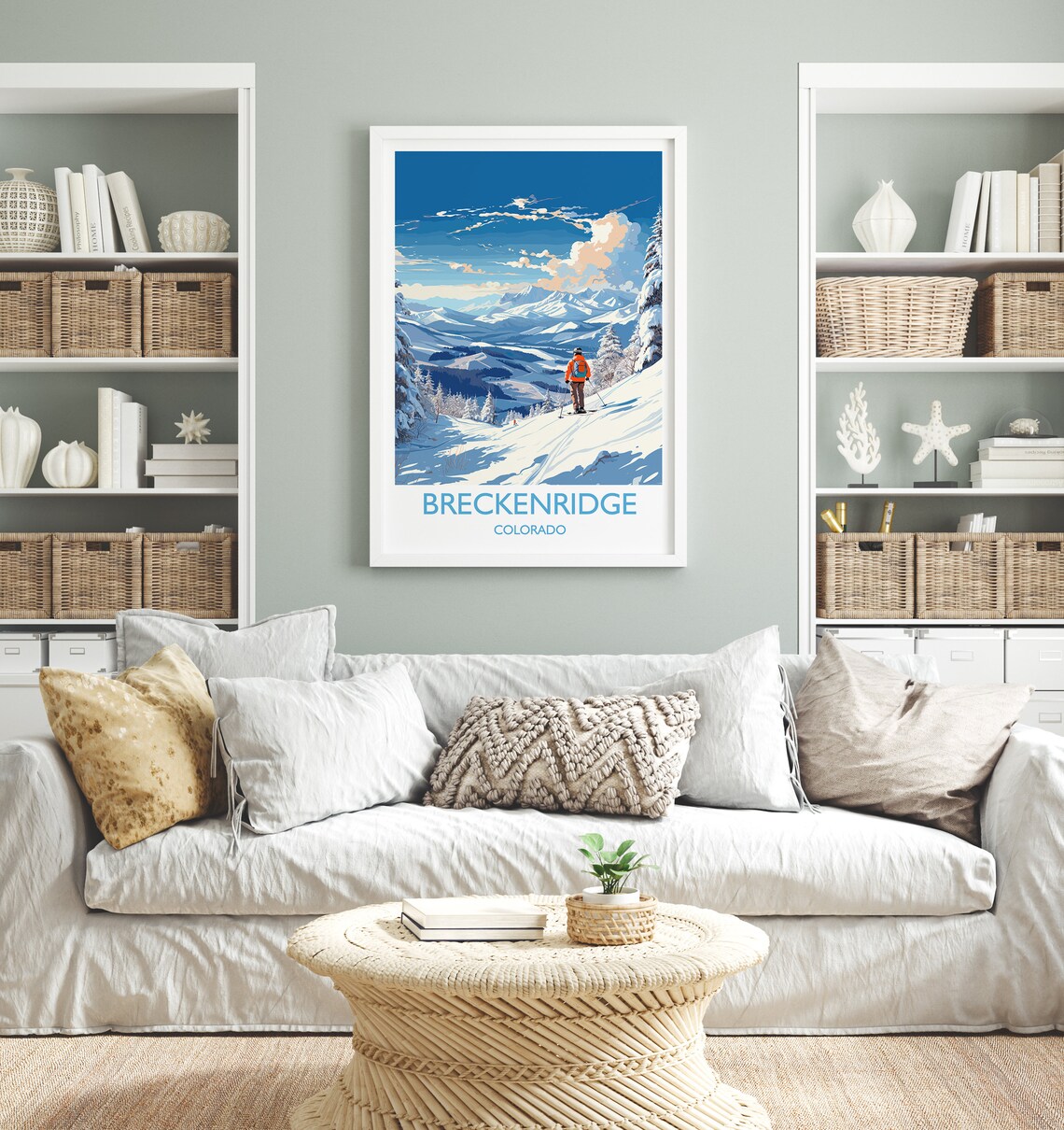 Breckenridge Colorado Skier Blue Slope Mountain Winter Travel Poster - Image 4