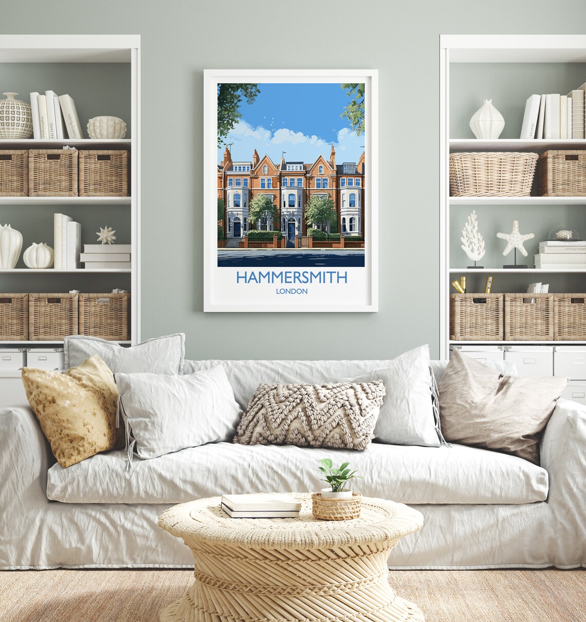 Hammersmith London Victorian Brick Townhouses Street Travel Poster - Image 4