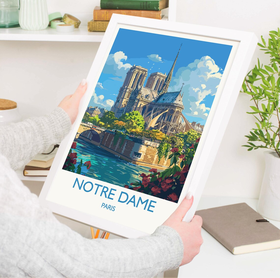 Notre Dame Paris Gothic Cathedral River Seine View Travel Print - Image 3
