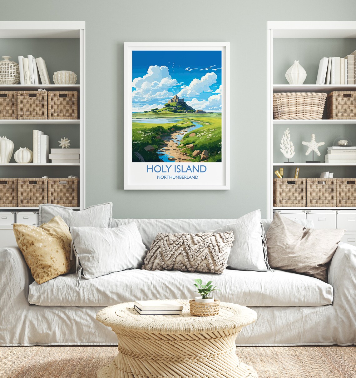 Holy Island Northumberland Castle England Coastal Travel Poster - Image 4