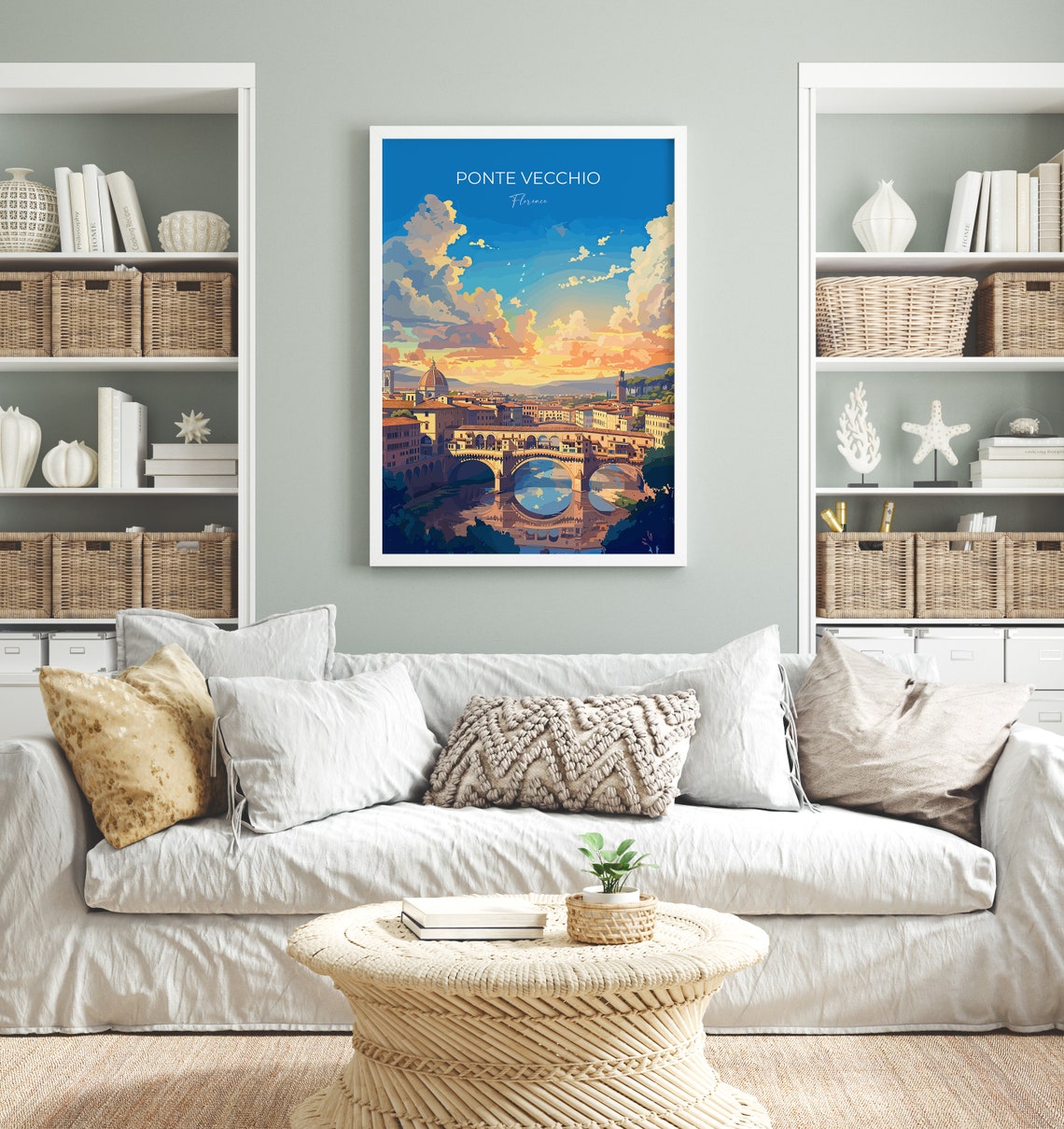 Ponte Vecchio Florence Arno River Golden Sunset View Travel Poster - Image 4