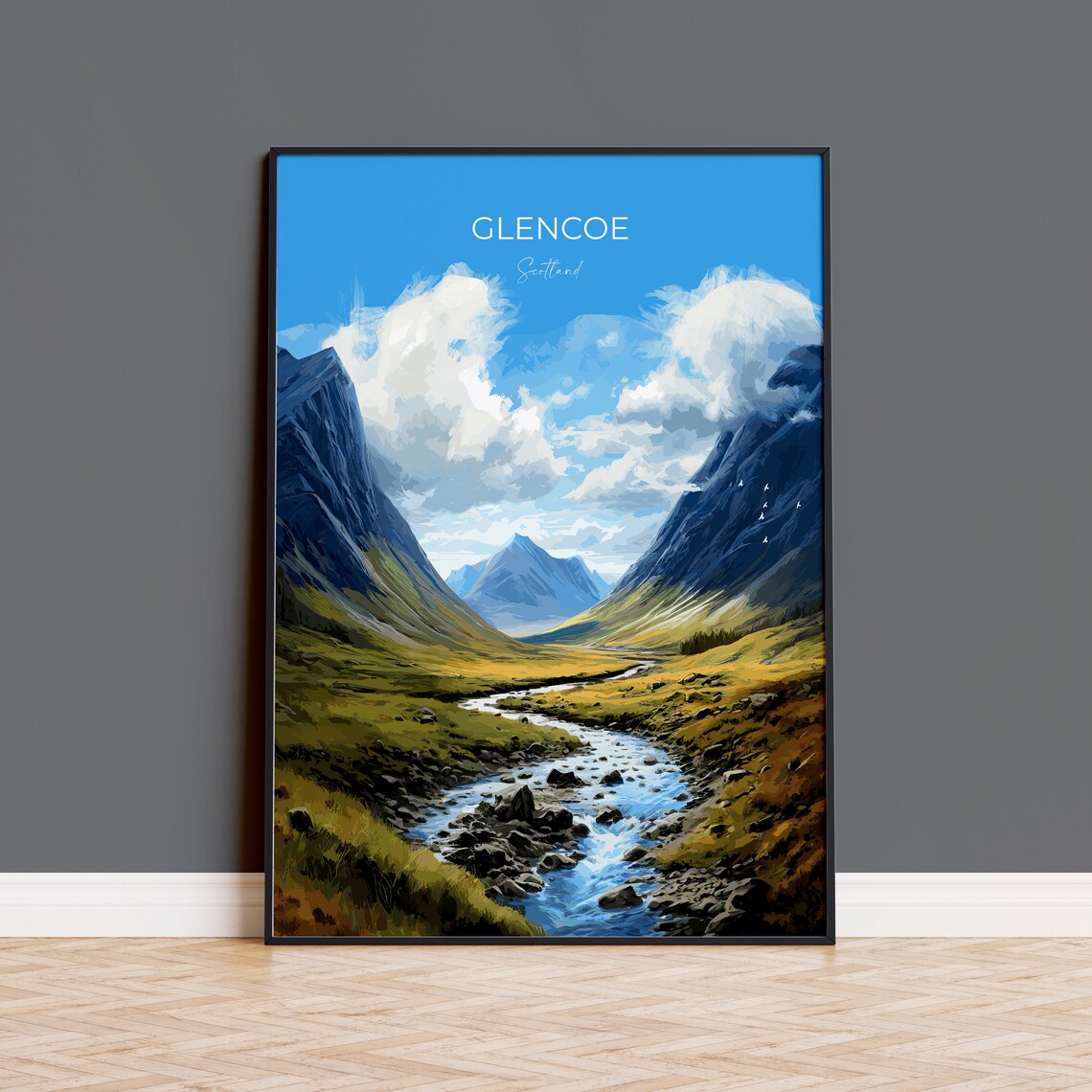 Glencoe Travel Poster, Scotland Highlands Art Print