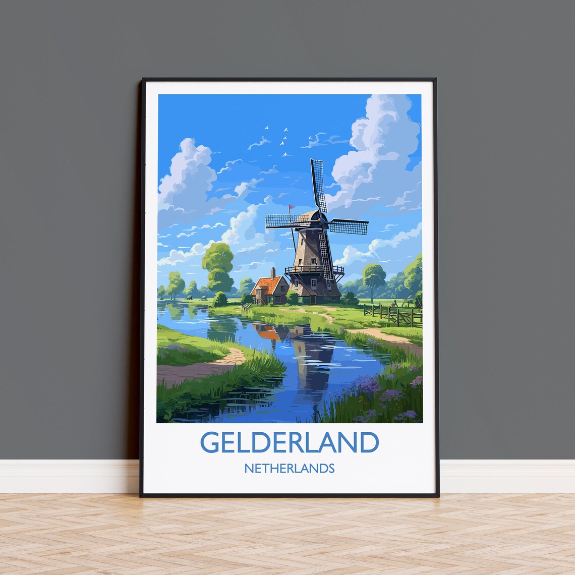 Gelderland Travel Poster, Dutch Art Travel Print