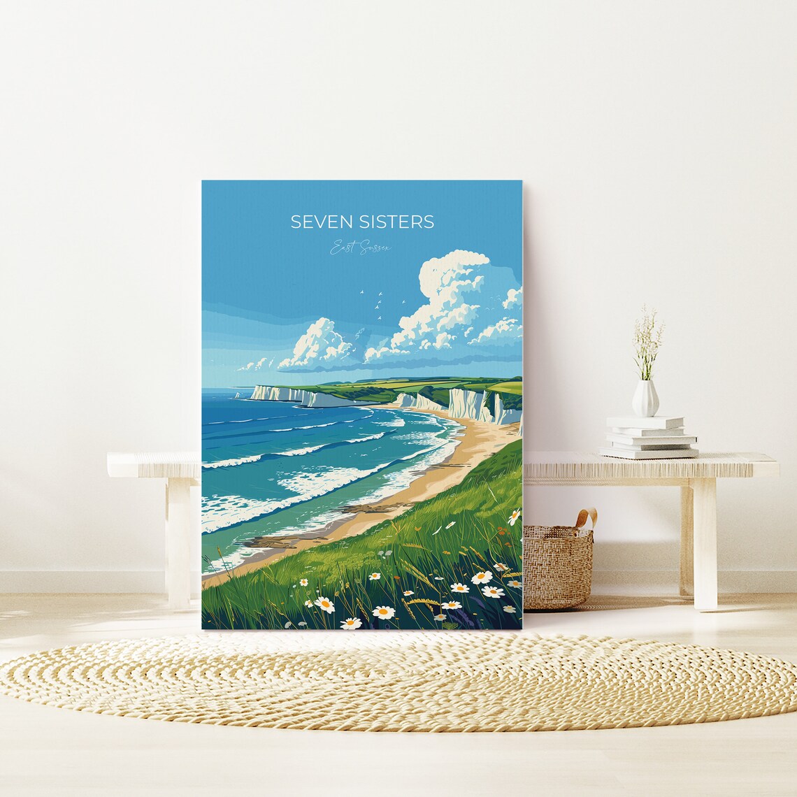 Seven Sisters East Sussex Curving Bay Wildflower Hills Poster - Image 2