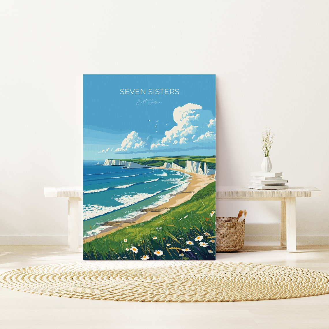 Seven Sisters Travel Print Wall Art Seven Sisters Travel Poster East Sussex English Coastal Art Seven Sisters Gift Art Lovers Gift - Image 2