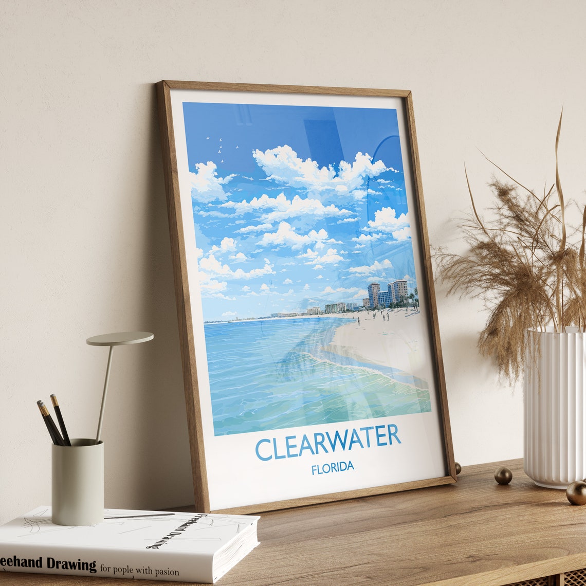 Clearwater Florida White Sand Beach Waves Travel Poster Wall Decor - Image 4