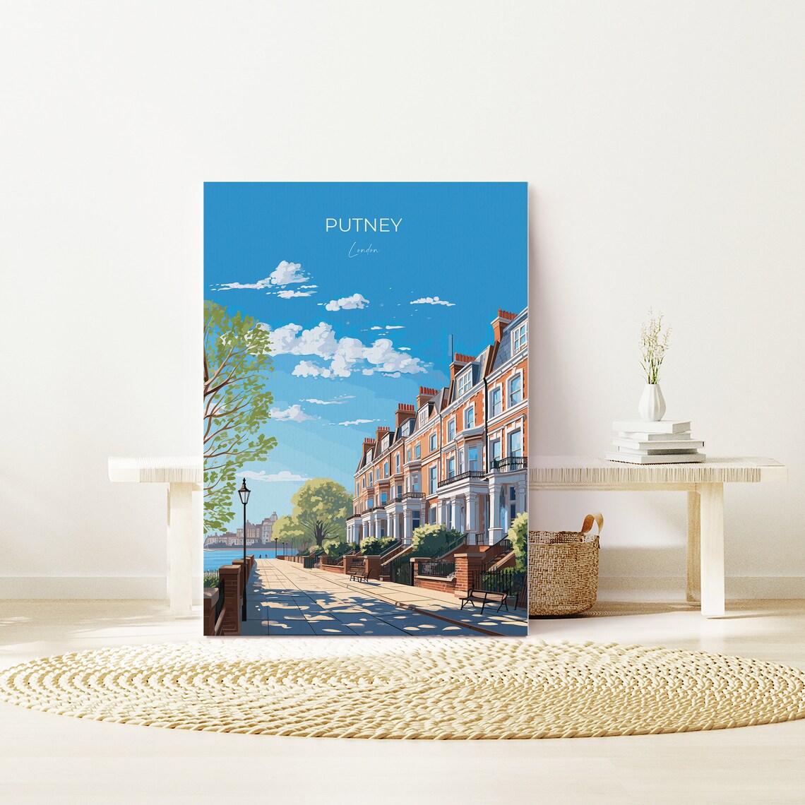 Putney London Thames Riverside Red Brick Terraces Travel Poster - Image 3