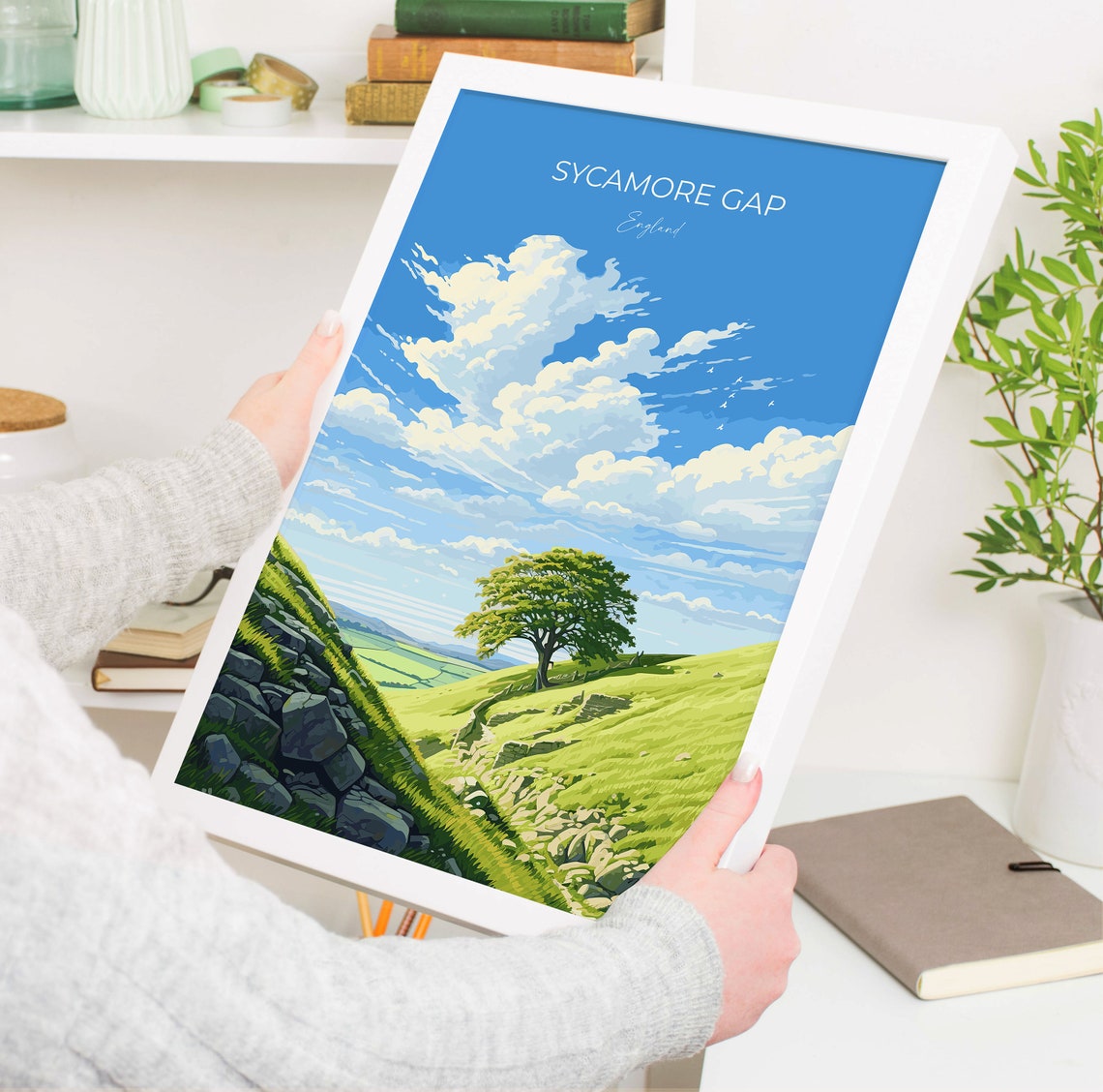 Sycamore Gap Travel Print Travel Poster Of Sycamore Gap Northumberland England Sycamore Gap Gift Wall Art Print - Image 5